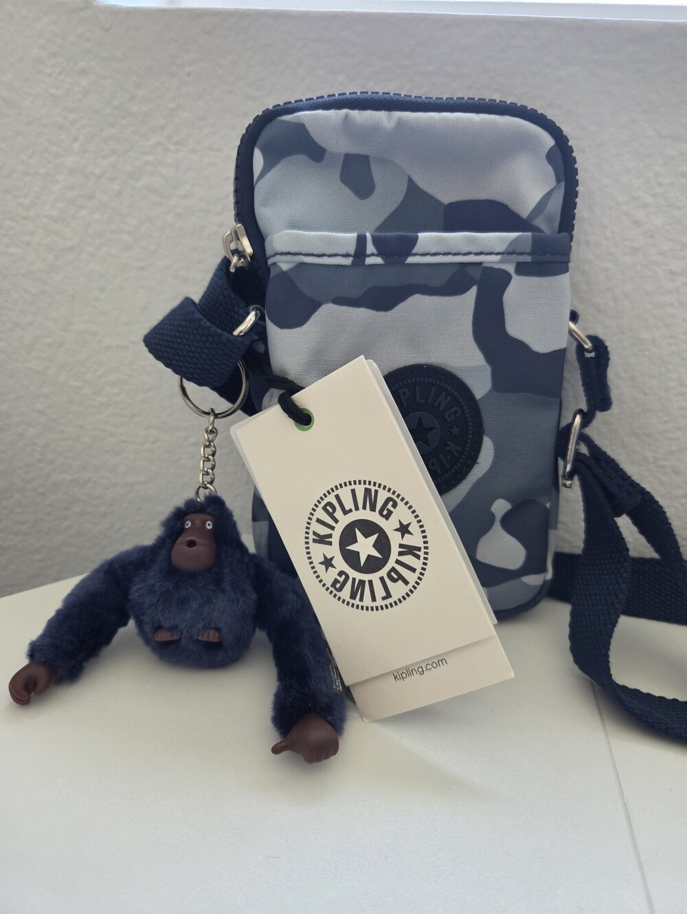 Kipling Blue Camo Tally Crossbody Bag
